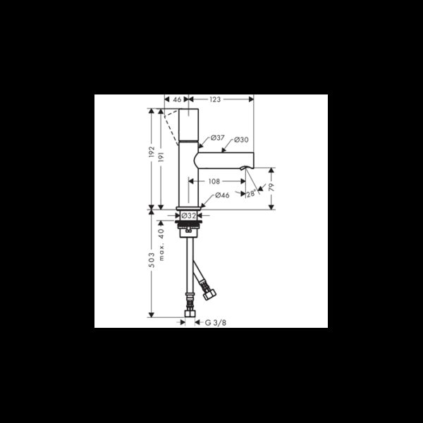 Axor Uno Zero 80 de Lavabo Cromo